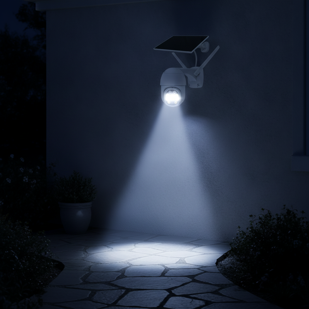 Telecamera con luci accese di notte